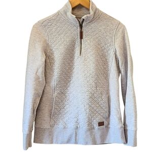 L.L. Bean Light Gray Quilted Pullover Quarter Zip Outdoors Activewear Jacket